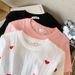 Summer New Women's Slim Fit Short Sleeve T-Shirt round Neck Unique Heart Shaped Top Ice Silk Knitwear Real Photos 2026_ecoleips.com