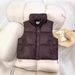 Women's Quilted Puffer Vest With Stand Collar, Loose Fit, Solid Color, Casual Winter Vest For Women (Beige, Black, Green, Coffee)_ecoleips.com