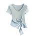 Women’s Clothing Large Size Heavy Stitching V Neck Short Sleeved T Shirt For Women Summer Style Slim Irregular Waist Slimming Hot Girl Top_ecoleips.com
