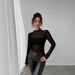European American Cross-border 2026 Autumn And Winter New High-neck Slim-fit Long-sleeve Mesh Base Versatile_ecoleips.com