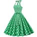 Vintage Retro Polka Dot Belted Backless Dress With Loose Skirt And Puffy Skirt Wholesale_ecoleips.com