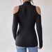European And American Cross-border 2026 Elegant Women's Solid Color Ribbed Zip-up Stand-collar Off-shoulder Long-sleeve_ecoleips.com