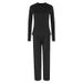 WG164 European American Cross-border Women's Clothing, Knitted Solid Color Long-sleeve T-shirt And Wide-leg Pants_ecoleips.com