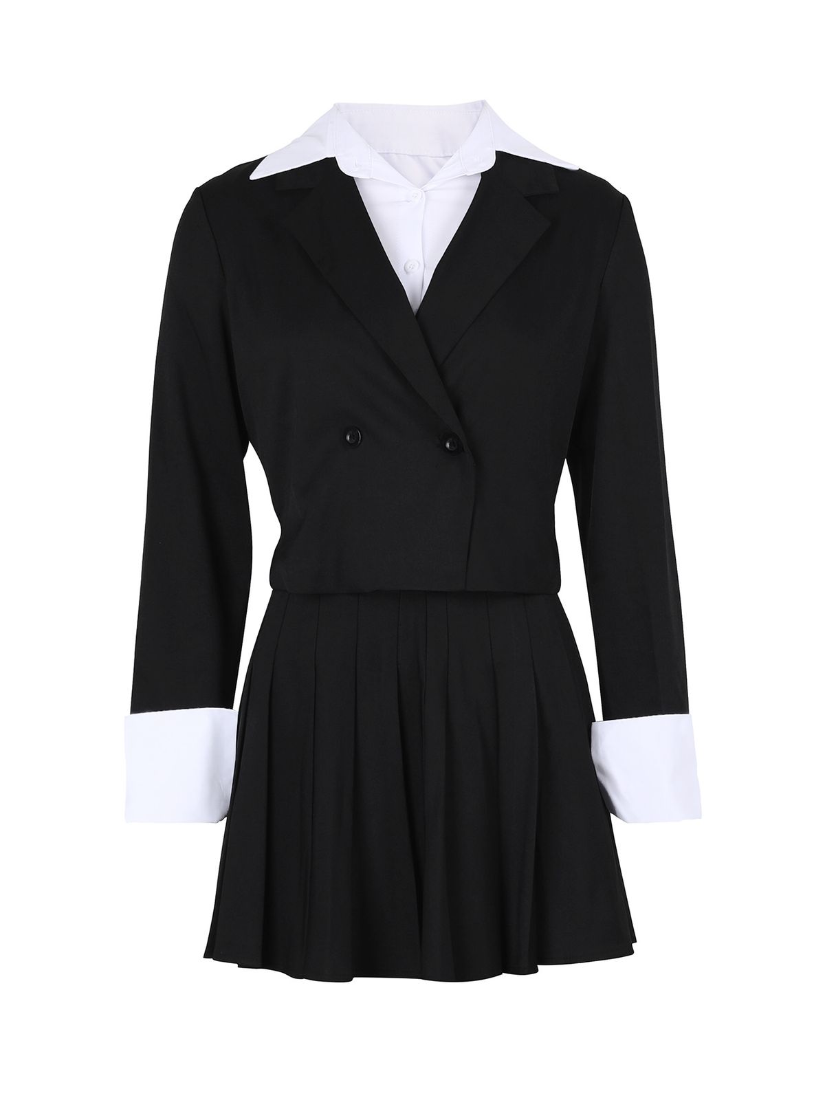 K Women's Suit Short Skirt Two-piece Set With Pleated Skirt Jacket_ecoleips.com