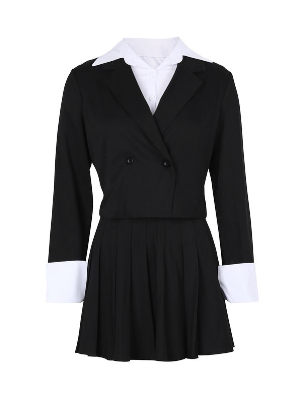 K Women's Suit Short Skirt Two-piece Set With Pleated Skirt Jacket_ecoleips.com