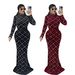 Women's Elegant Rhinestone Bubble Top Long Skirt Two Piece Set Fashion_ecoleips.com
