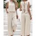 Women's Clothing Casual Pants Perspective Holiday Style Trousers Hollow Two Piece Set_ecoleips.com