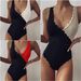 Women's European American Export One Piece Swimsuit Special Fabric Splicing Petal Edge Unique Design Swimwear 9739_ecoleips.com