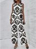 Women's Ethnic Style Printed Pant Set Sleeveless Irregular Vest And Full-Length Pants Casual Fashion Spring/Autumn Wear_ecoleips.com