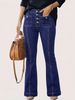 Women's Mid-Waist Stretchy Slimming Jeans 2026 Spring Style European American Cross Border Slightly Flared Casual Denim Pants_ecoleips.com