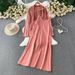 Women's Clothing Elegant Mid-Length Coat Set With Shawl And Tie Details Loose Fitting Satin Slip Dress For Women_ecoleips.com