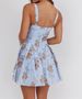 Summer Rose Print Hot Girl Square Neck A-Line Dress Women's Clothing Padded Chest Thin Material Suitable for Spring/Autumn & Summer_ecoleips.com