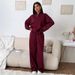 Casual Sports Women's Suit Solid Color Long Sleeve Button Lapel Pullover Sweater Lace-Up Pants Two-piece Set_ecoleips.com