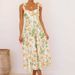 Women's Clothing Women's Dress Suspenders Light Yellow Floral Comfortable Fashion Casual Long Skirt_ecoleips.com