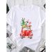 Women's Tops: Merry Christmas, Christmas Tree, Santa Claus, Trendy White Cute Cartoon T-Shirts For Women_ecoleips.com
