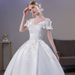 Satin Off-Shoulder Wedding Dress for Women French Style Simple And Ethereal Princess Style New 2026_ecoleips.com