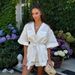 Women's Lapel Mid Sleeve Shirt With Tie Waist Fashion Loose Shorts Set New Style Exclusive_ecoleips.com
