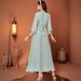 Women's Clothing Elegant Pea Green Lace-Trimmed Dress – Floral Embroidered V-Neck Maxi Dress With Layered Hemline_ecoleips.com