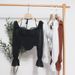 Women's Clothing Hot Girl Off-shoulder Halter Lace-up Long Sleeve Strap Chiffon Shirt Wooden Ear Backless Shirt Short Top With Chest Pad_ecoleips.com