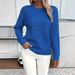 Women's Clothing Classic Cable Knit Crew Neck Sweater Women's Stylish Versatile_ecoleips.com