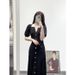 Women's French Style Elegant High End Dress Short Sleeved Fitted Waist Long Knit Summer Style_ecoleips.com