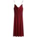 French Style Red For Women Wedding Morning Gown Sister Swing Neck Strap Long Slim Fit Dress Suit Inner Wear_ecoleips.com