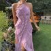Cross-Border Exclusive High-End Chiffon Dress For Women, Ruffled Pleated Design Slimming Mid-Length Dress, European And_ecoleips.com