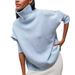 Classic Turtleneck Knit Sweater For Women - Loose Fit Winter Pullover In Solid Colors_ecoleips.com