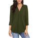 Verve 2025 New Style Elegant Chiffon Women's Button Loose V-neck Three-quarter Sleeve Shirt Top_ecoleips.com