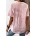 Plus Size Women's Asymmetrical Cardigan V Neck Shirt Striped Patchwork Cotton Linen Top_ecoleips.com
