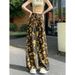 Hong Kong Style Digital Print American Straight Leg Pants Summer Casual Wide Leg Pants Thin Loose Slimming for Women And Men_ecoleips.com