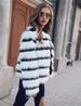 Women's Clothing Black and white color block fox fur coat winter fur coat women's round neck long sleeve fur women's tops_ecoleips.com