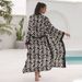 Sexy Beach Cover Up – 100% Cotton Rayon Printed Kimono Wrap Dress, Lightweight Sun Protection Swimwear Cover Up For Women, Vacation Resort Wear_ecoleips.com