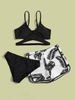 Women's Clothing fashion sexy bikini bikini multi-color feather pattern double pants three-piece_ecoleips.com