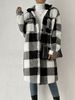 Women's Long Plaid Fleece Double-Faced Coat With Turn-Down Collar & Button Front – Casual Loose Fit For Autumn & Winter_ecoleips.com