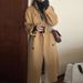 "Korean Oversized Wool Blend Coat Women's Long Trench Coat With Notched Lapel In Beige/Pink/Grey/Taupe/Black/Purple"_ecoleips.com