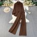 French-Inspired Oversized Shirt & High-Waisted Wide-Leg Pants Set – Soft Pink Sun Protection Outfit (One Size, 6 Colors)_ecoleips.com