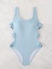 Women's Solid Color Ribbed U-Back One-Piece Bikini – Sexy & Supportive Swimwear (S-XL, Quick-Dry Polyester, Backless Design)_ecoleips.com