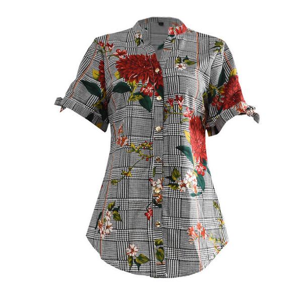 New Plus Size Women's Clothing, Printed Fitted Top For Plus Size Women, Short Sleeved Shirt With Straps_ecoleips.com