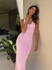 Elegant Solid Knitted Maxi Dress Women Sexy Backless Sleeveless Slim Lady Dresses 2024 New Chic Female Summer Beachwear Robes_ecoleips.com