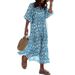 Women's Clothing Plus Size Women's Geometric Collage Puff Sleeve Dress Autumn Street Bombing Fashionable Casual Dress_ecoleips.com