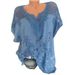2020 Hot Sale European And American Fashion Women's Lace V-neck Embroidered Short Sleeve Batwing_ecoleips.com