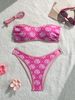 Trendy Swimwear Printed Triangle Cup Bikini Women's Tie Neck Thong Two Piece European American Style New Trending_ecoleips.com