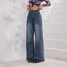 2025 Spring New European And American Cross-Border Retro Wide-Leg Jeans For Women With Embroidery, Stretch Straight-Leg_ecoleips.com