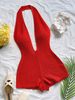 Women's Sexy Striped Halter Neck Jumpsuit European And American Fashion Backless V Neck Romper Versatile Cross Border Clothing_ecoleips.com