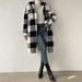Women's Long Plaid Fleece Double-Faced Coat With Turn-Down Collar & Button Front – Casual Loose Fit For Autumn & Winter_ecoleips.com