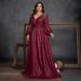 Women's Clothing Plus Size Sequin Pleated Dress – Elegant V-Neck Long Sleeve Evening Gown For Cocktail Parties_ecoleips.com