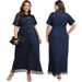 plus Size Women's Short Sleeve Long Dress with Tassel Buttons And Belt Summer Independent Store Fashion for plus Size Ladies_ecoleips.com