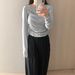 AD882 Spring Relaxed Thin Rolled Edge Slimming Base Shirt 2025 New Simple Solid Color Long Sleeve T-Shirt For Women_ecoleips.com