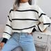 Aria Basics Aria Basics 2025 New Knitted Half Turtleneck Pullover Top European And American Style Women's Sweater For Outerwear Striped_ecoleips.com